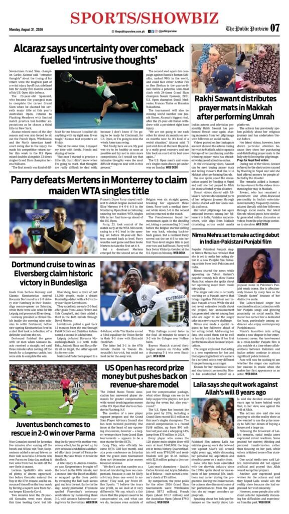 Sports/Showbiz 31-08-2026