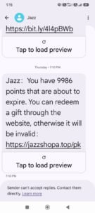 Fraudulent SMS Appears in Official Jazz Message Thread, Users Report Attempted Card Scam