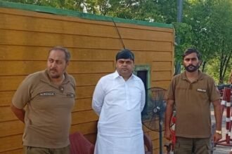 District Food Controller Shams Abbas inspects wheat movement during a market inspection in Hassan Abdal.