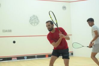 PSA Sindh Challenger Squash Championship semi-final lineup features Nasir Iqbal, Abdullah Nawaz, Tayyab Aslam and Omar El-Kattan.