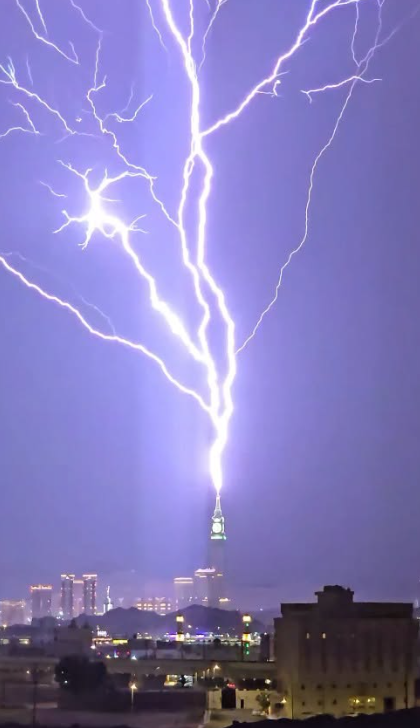 Lightning Strikes Makkah Clock Tower
