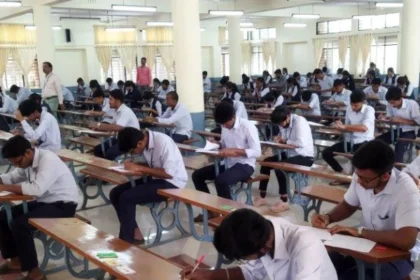 Students celebrating after the announcement of the 2026 BISE Peshawar Matric examination results.