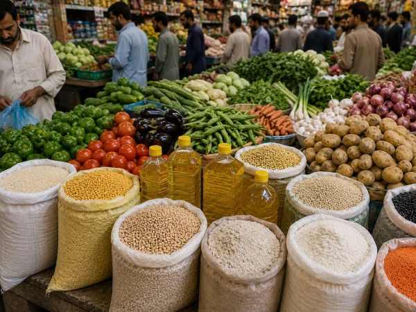 Pakistan's Weekly Inflation Edges Higher as Food Prices Rise Shoppers buying vegetables and groceries as Pakistan's weekly inflation rises in the first week of August 2026.