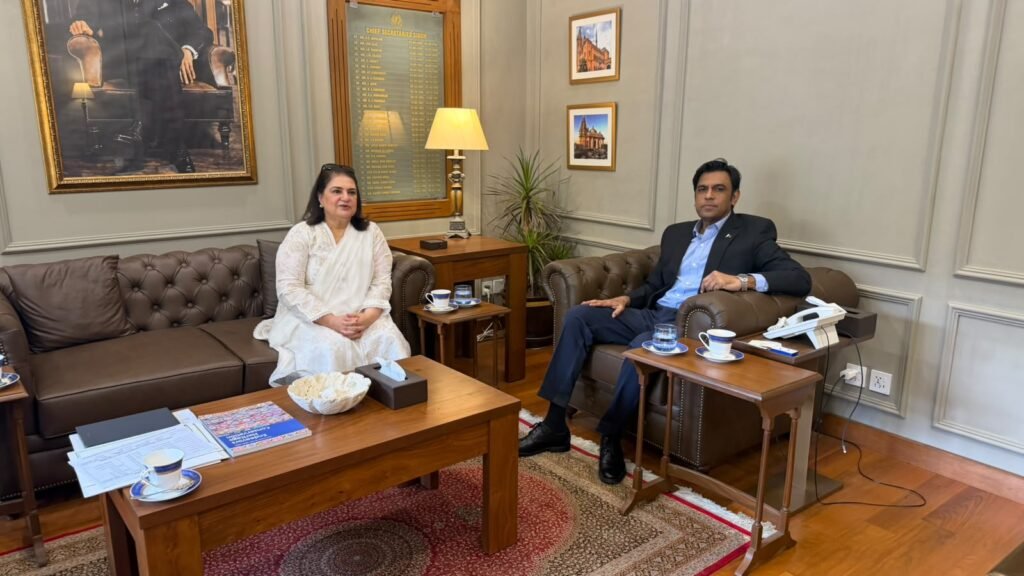 BISP Chairperson Rubina Khalid meets Sindh Chief Secretary Syed Asif Hyder Shah to discuss operational issues in Karachi