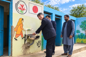 Japan-supported water and sanitation project provides six RO plants and 82 facilities in flood-affected villages of Matiari, Sindh.