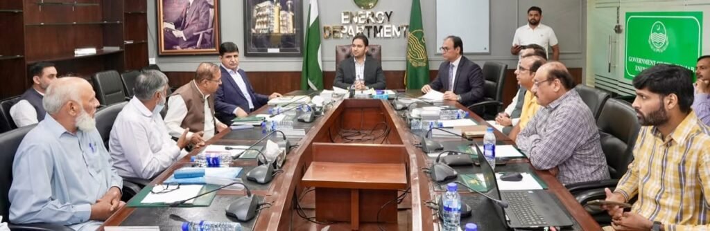 Punjab Energy Minister Faisal Ayub Khokhar chairs meeting with licensed electrical contractors on safety standards and licensing reforms in Lahore.