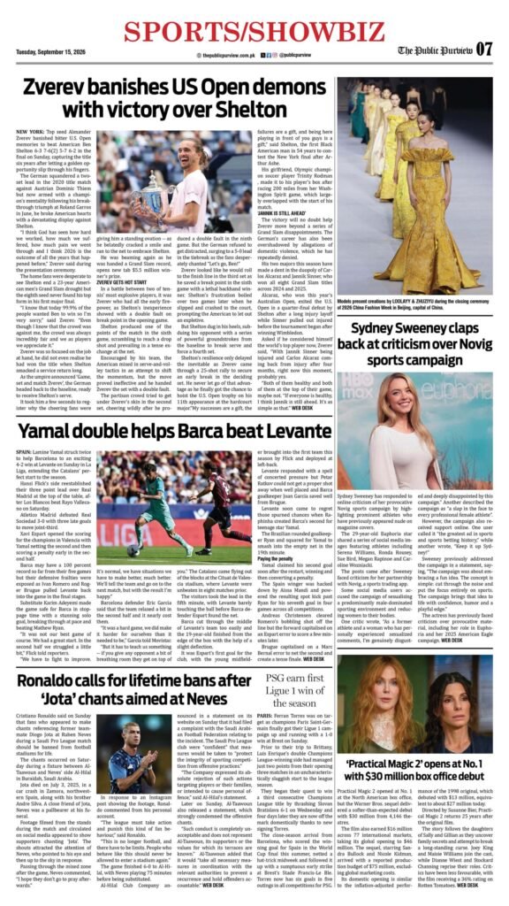 Sports/Showbiz 15-09-2026