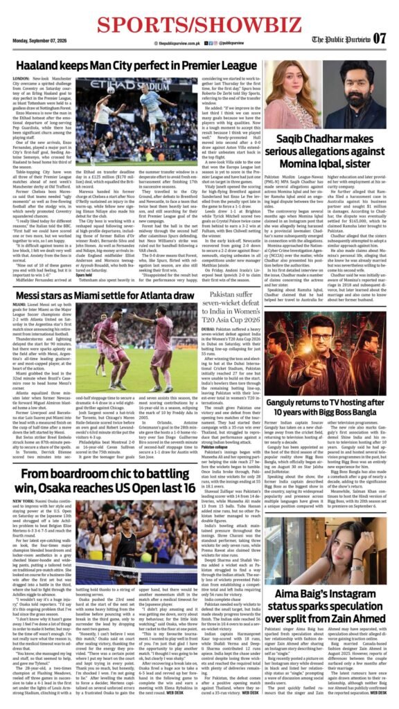 Sports/Showbiz 07-09-2026