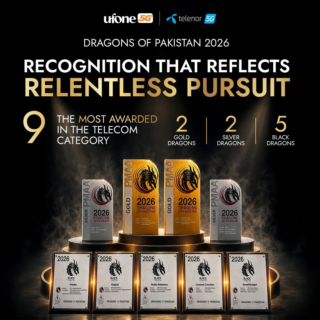 Ufone, Telenor Pakistan win nine awards at Dragons of Pakistan 2026 Ufone, Telenor Pakistan win nine awards at Dragons of Pakistan 2026