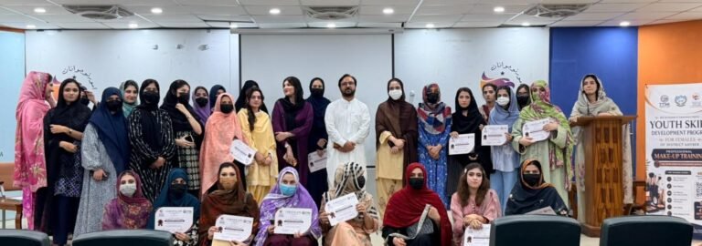 Women receive certificates after completing professional makeup training in Peshawar