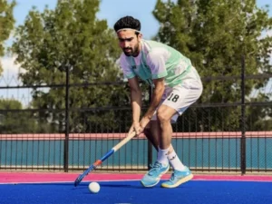: Pakistan hockey player Abdul Rehman wins the Poligras Magic Skill Award for his 3D skills and goal against Wales.