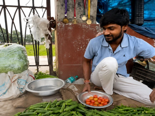 Four-Time Gold Medalist Drives Taxi, Sells Vegetables to Support Family