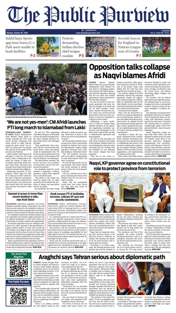 Peshawar ePaper front page