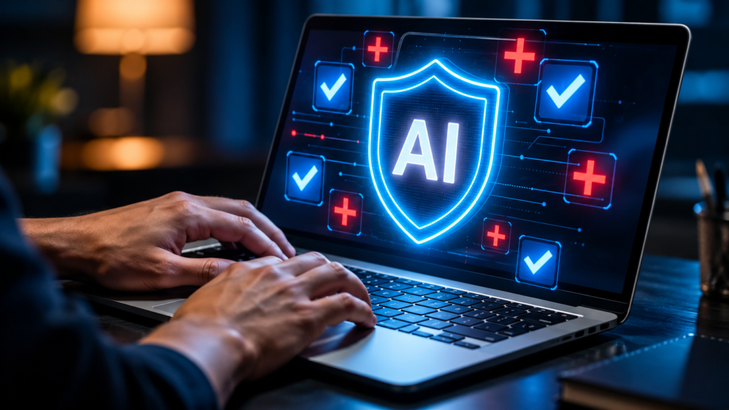 AI hackers can fool you: 5 ways to stay safe online Illustration of AI-powered cyber threats, including phishing scams, password hacking and digital security risks, highlighting five online safety tips.
