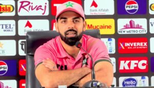 Shadab Khan celebrates after his match-winning century for Pakistan