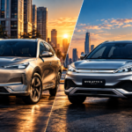 Geely EX5 and BYD Atto 3 electric SUVs compared for battery capacity, driving range, performance, interior features and safety in Pakistan.