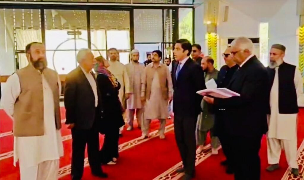 CDA Chairman Sohail Ashraf reviews renovation, beautification and visitor facility upgrades at Faisal Mosque in Islamabad.