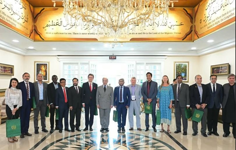 Prime Minister Shehbaz Sharif addresses the Ministry of Education and Goth AI agreement ceremony in Islamabad on improving education through artificial intelligence.
