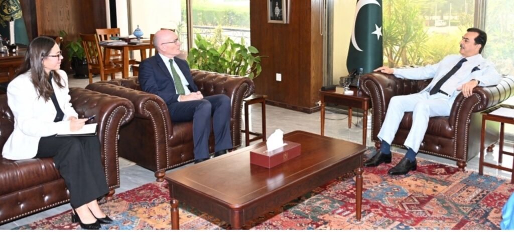 Chairman Senate Syed Yousaf Raza Gilani meets Australian High Commissioner Timothy Kane at Parliament House Islamabad