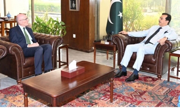 Chairman Senate Syed Yousaf Raza Gilani meets Australian High Commissioner Timothy Kane at Parliament House Islamabad