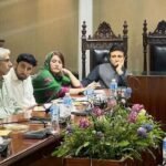 Commissioner Mardan Division Syed Muhammad Ali Shah chairs a meeting on encroachment removal, road improvement and development projects in Mardan.