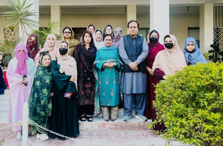 Women University Mardan Vice Chancellor Prof Dr Razia Sultana with Physics Department faculty, external examiners and MPhil scholars following thesis defences.