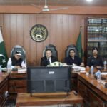 FATA Tribunal Chairman Zaheer ul Islam attends a coordination meeting with judicial officers and departmental representatives at District Courts Mardan.