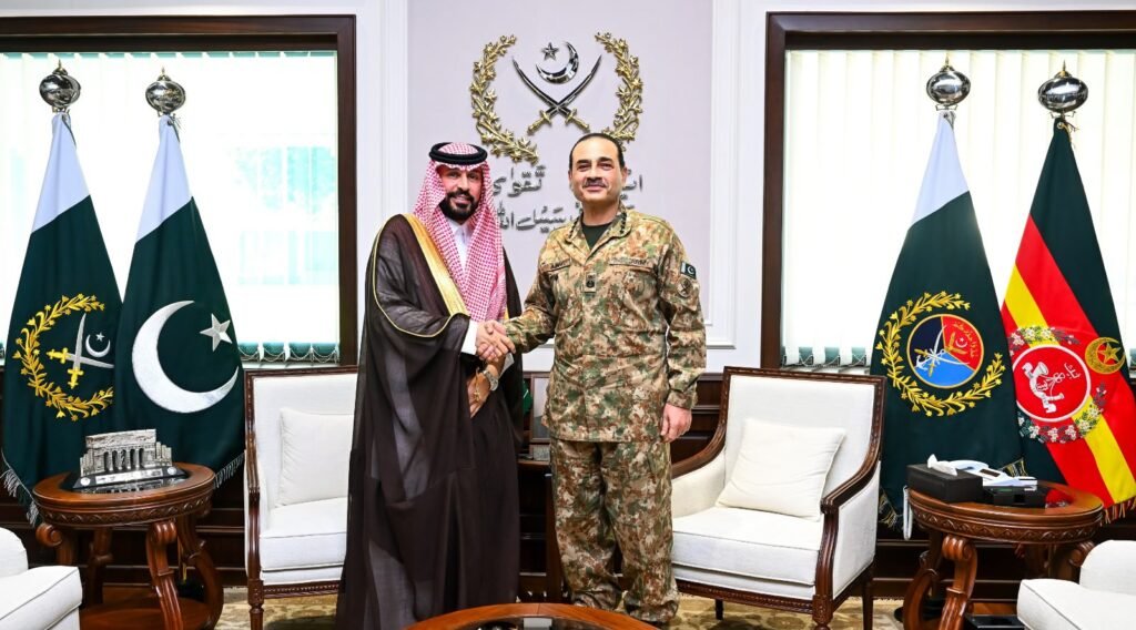 Field Marshal Syed Asim Munir meets newly appointed Saudi Ambassador Dr Rajeh Tami Albugamy at GHQ Rawalpindi on October 19, 2026, to discuss Pakistan-Saudi defence cooperation.