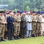 Funeral prayers held at Chaklala Garrison for Major Husnain Shehzad Humayun and Captain Abdul Samad, killed in a Mushak training aircraft crash near Quetta.
