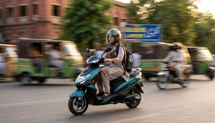 Female students receive free scooty riding training through Lahore Traffic Police's two-day programme at designated driving schools.