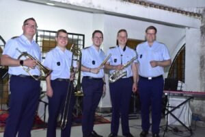 German Air Force Jazz Quintet performs at a concert hosted by the German Embassy in Islamabad.