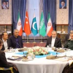 Iranian President Masoud Pezeshkian meets senior representatives from Pakistan, Saudi Arabia and Türkiye in Tehran on October 26, 2026.