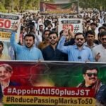 Junior Science Teacher candidates scoring 50 or above threaten a peaceful long march to Sindh Chief Minister's House over recruitment demands.
