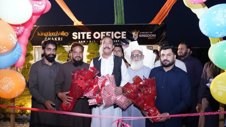 Kingdom Group Chairman Ghulam Hussain Shahid inaugurates the new Kingdom Valley site office in Chakri, Rawalpindi.