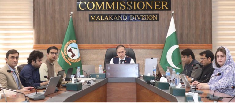 Commissioner Malakand Iqbal Hussain Bacha chairs a health review meeting on medicine shortages and hospital audits.