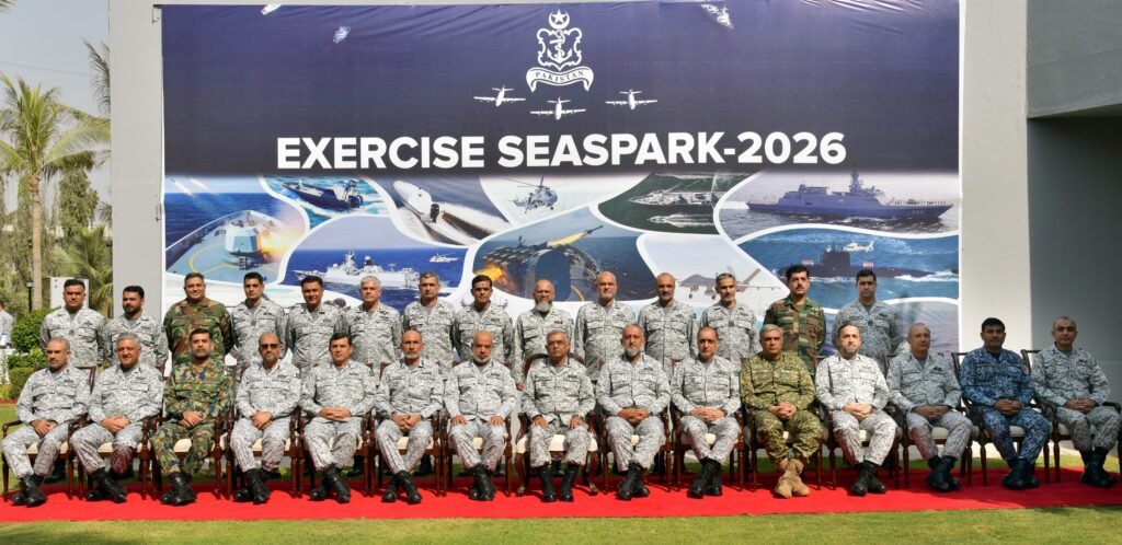 Pakistan Navy concludes SEASPARK-2026 maritime exercise in Karachi as Naval Chief Admiral Naveed Ashraf reviews combat readiness and operational preparedness.