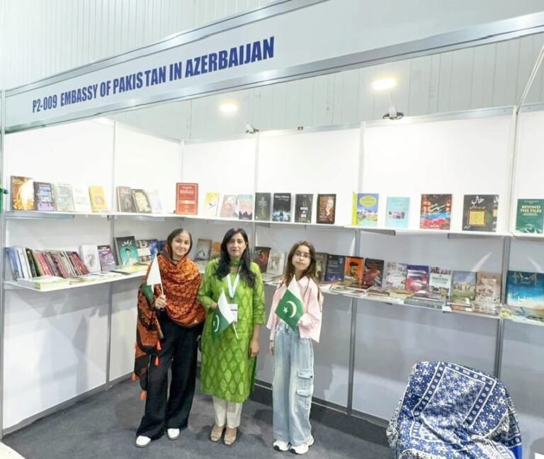 Pakistani literary works showcased by the Embassy of Pakistan at the 12th Baku International Book Fair in Azerbaijan.