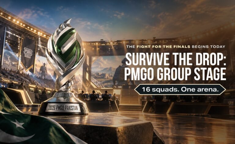 PMGO 2026 group stage begins in Lahore with 16 South Asian teams PMGO 2026 group stage begins in Lahore, Pakistan, featuring 16 South Asian PUBG Mobile esports teams competing for places in the finals.