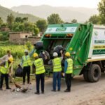 CDA sanitation workers and waste collection vehicles providing solid waste management services in Islamabad’s rural areas, including Bhara Kahu.