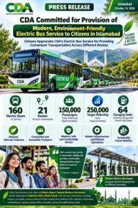 Citizens Welcome CDA Electric Bus Service as Islamabad Expands Green Transport Network Citizens Welcome CDA Electric Bus Service as Islamabad Expands Green Transport Network