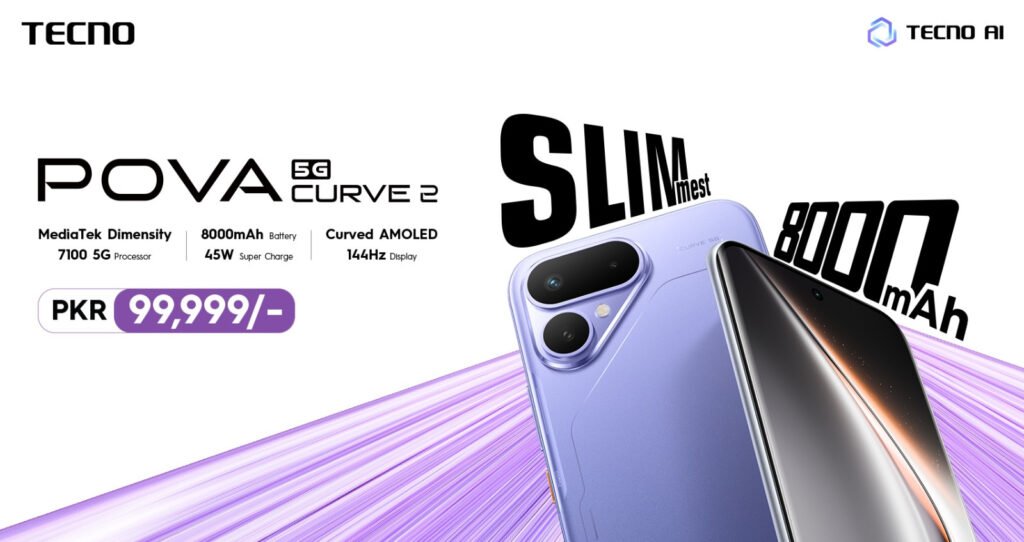 TECNO POVA Curve 2 5G Launches in Pakistan at PKR 99,999 TECNO POVA Curve 2 5G smartphone launched in Pakistan with 8000mAh battery.