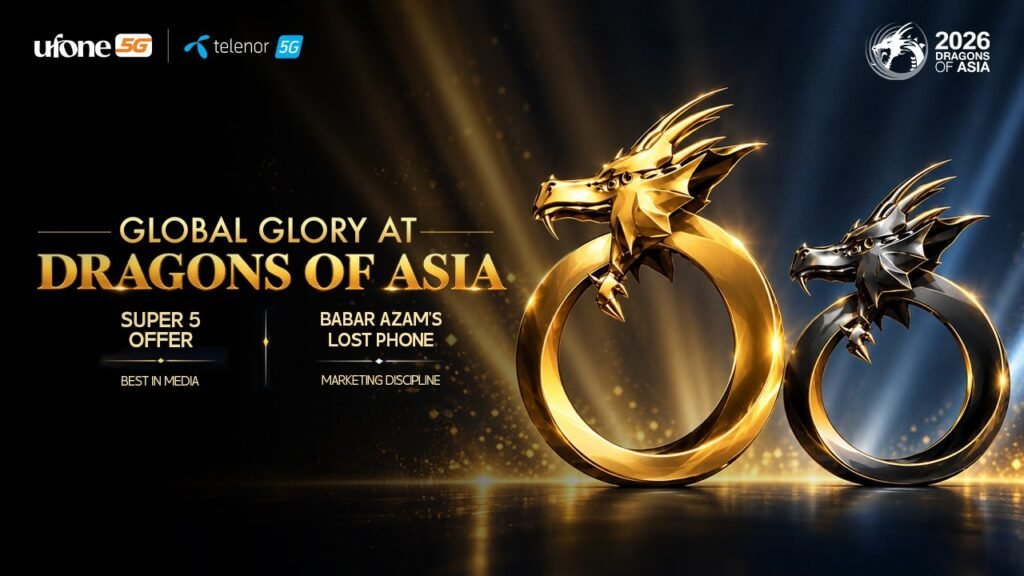 Ufone Wins Two Dragons of Asia Awards Ufone 5G wins two Dragons of Asia 2026 awards for its Super 5 and Babar Azam’s Lost Phone campaigns.