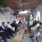 PPP workers attend a prayer ceremony in Hassan Abdal marking Nusrat Bhutto’s death anniversary.