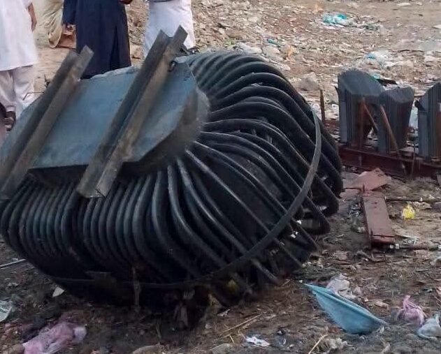 Electricity transformer in Dera Ismail Khan, where thieves allegedly stole copper coils from two 200 kVA transformers in separate localities.
