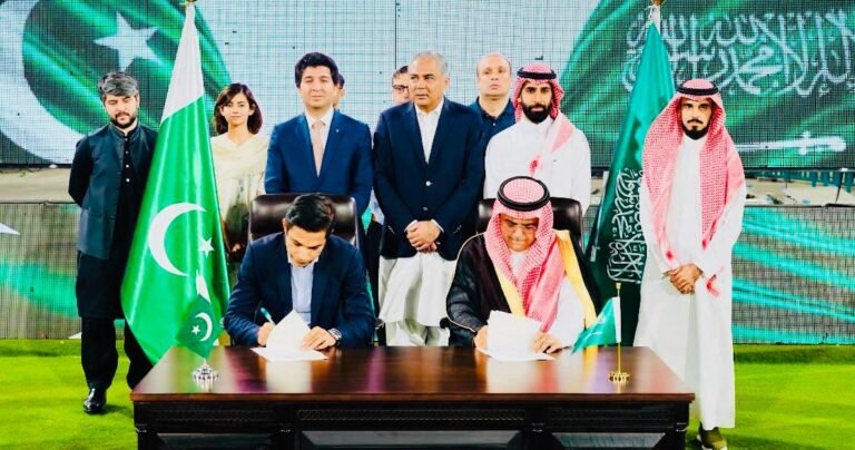 Mohsin Naqvi attends the signing ceremony between Saudi-Pakistan Business Council Chairman Prince Mansour bin Mohammed Al Saud and CDA Chairman Sohail Ashraf for Islamabad's proposed theme park.