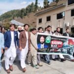 University of Shangla students participate in Kashmir Black Day awareness activities.