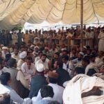Residents protest on Bannu Road after two tube-well operators are abducted in Dera Ismail Khan