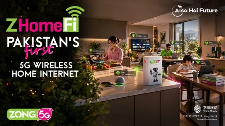 Zong launches Z HomeFi, a 5G Fixed Wireless Access home broadband service in Pakistan with prepaid data and speed options.