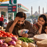 Consumers shop for essential food items in Pakistan as rising petrol, diesel, LPG and grocery prices increase household living expenses.