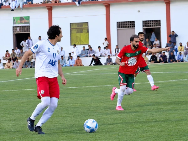 Players compete in the All-Pakistan Chief Minister Balochistan Football Gold Cup in Quetta